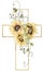 Graphic Easter Cross Clipart, Floral Arrangements, Baptism Crosses DIY Invitation, Sunflowers and Greenery wedding clipart, Golden