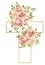 Graphic Easter Cross Clipart, Spring Floral Arrangements, Baptism Crosses DIY Invitation, roses and greenery wedding clipart,