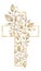 Graphic Easter Leaves Branch Cross Clipart, Floral Arrangements, Baptism Crosses DIY Invitation, Greenery wedding clipart, Golden