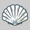 Graphic emblem of scallop sea shell, clam, conch