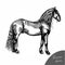 Graphic farm riding and trotting Friesian horse