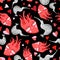 Graphic festive funny pattern with hearts in love