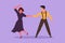 Graphic flat design drawing attractive male and female professional dancer couple dancing tango, waltz dances together on dancing
