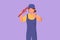 Graphic flat design drawing female plumber holding wrench and wear helmet with thumbs up gesture, ready to work on repairing