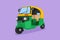 Graphic flat design drawing rickshaw traditional transportation in India which serves local passenger or foreign tourist who are