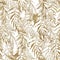 Graphic floral seamless pattern - gold textured flower branches on white background