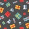 Graphic gift seamless presents cute pattern with grunge texture. Christmas, holidays, winter background for any paper