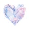 Graphic heart shaped crystal in pastel colors
