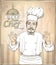 Graphic illustration of chef cook showing okay.