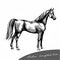Graphic illustration farm riding and trotting arabian thoroughbred horse
