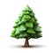 Graphic illustration of a mature tree in 3D lowpoly style.