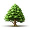 Graphic illustration of a mature tree in 3D lowpoly style.