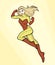 Graphic illustration of a mighty powerful super hero woman