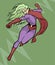 Graphic illustration of a mighty powerful super hero woman flying up in a winning pose