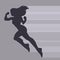 Graphic illustration of a mighty powerful super hero woman running fast