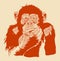 The graphic image of a monkey.Vector eps 10