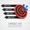Graphic information target with darts.