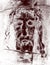 The graphic inspired by Jesus Christ face from Shroud of Turin