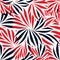 Graphic Leaves: A Bold Red, White, And Blue Pattern For Surface Printing