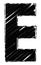 Graphic letter with brushstroke style. Letter E