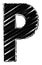 Graphic letter with brushstroke style. Letter P