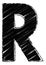 Graphic letter with brushstroke style. Letter R