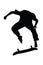 Graphic of male skater jumping on board trick in skateboarding