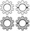 Graphic metal mechanical gear vector set