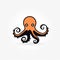 Graphic Orange Octopus On White Background
