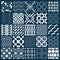 Graphic ornamental tiles collection, set of monochrome re