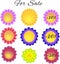 Graphic of paper flowers tags for spring discounts