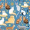 Graphic pattern different breeds of cats