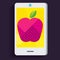 Graphic pink apple in smartphone