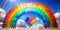 graphic with rainbow from puzzles in the sky for international autism day