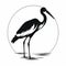 Graphic Realism: A Stunning Stork Silhouette In High-contrast Shading