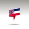 Graphic representation of the location designation in the origami style with a flag Mississipi on a gray background