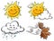 Graphic resources of meteorology: sun, cloudy, rain, and wind