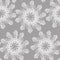 Graphic rose snowflake on a gray background. Floral seamless pattern.