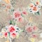 Graphic rose with watercolor bouquet flowers on a delicate beige background. Floral seamless pattern.