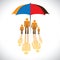 Graphic of Secure family people icons & umbrella s