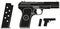 Graphic silhouette handgun pistol with ammo clip