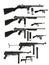 Graphic silhouette old retro submachine guns