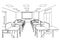 Graphic sketch of an interior classroom