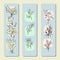 Graphic sketches of flowers of organic botany plants on separate sheets, printing and design of bookmarks or tags