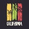 Graphic t-shirt design on the topic of California. Vector illustration