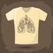 Graphic T- shirt design, vector illustration with lungs