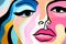graphic woman poster modern cubism cubist illustration portrait fashion design abstract face. Generative AI.