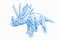 Graphical blue triceratops, vector color illustration,dinosaur standing