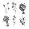 Graphical bouquets, vector set of isolated objects