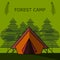 Graphical camping illustration made in flat style